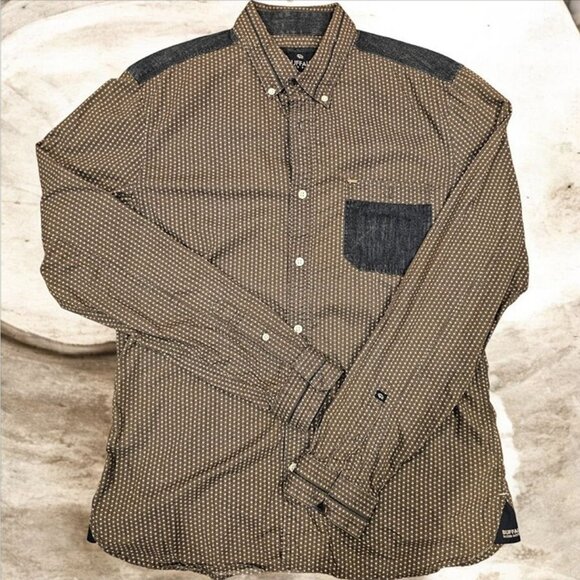 Buffalo David Bitton Other - Buffalo David Bitton Slim Fit Mens Shirt M/M Brown Patterned Long Sleeve Cotton